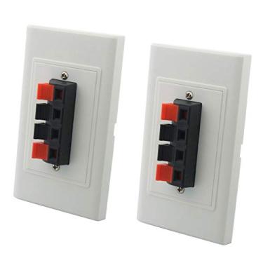 Imagem de Placas de parede para alto-falante MOAVEQ com bloco de terminal para home theater estéreo (pacote com 2, 4 terminais)