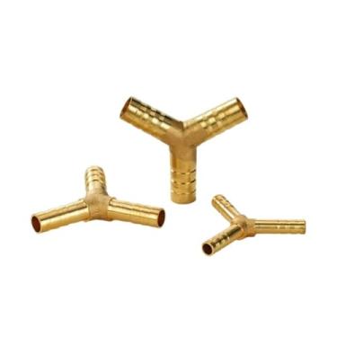 Imagem de 1 peça de encaixe de tubo de emenda de latão em forma de Y Farpa de mangueira de 3 vias 4 mm-16 mm Conector farpado de cobre adaptador de acoplador pneumático (OD 19 mm)