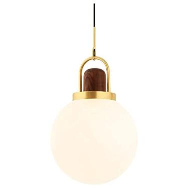 Imagem de YQSLQZZ Lustre de globo de meados do século, luminária decorativa de cabeceira com pingente de vidro, luzes de teto suspensas para sala de jantar, cozinha, ilha, suspensa, altura ajustável