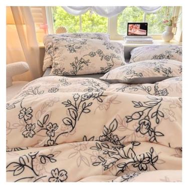 Imagem de Capa de edredom de pelúcia de inverno, conjunto de capa de edredom quente e fofo, conjunto de cama de veludo de leite super macio de luxo conjunto de 4 peças capa de edredom casal (cor: 04, tamanho