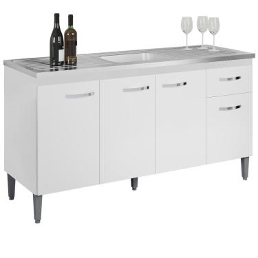 Imagem de Balcao Para Pia Sem Tampo 145 Cm Gabriela Branco Preto Flex Reajl Moveis Branco Preto Flex