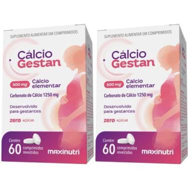 Imagem de KIT 2X Cálcio Gestan (Carbonato de Cálcio) 60 comprimidos - Maxinutri