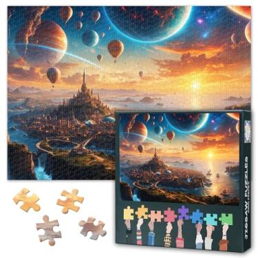 Imagem de Celestial Bodies 1000 Piece Puzzle for Adults, Colorful Alien Cityscape at Sunset Jigsaw Puzzles 1000 Pieces, Impossible Challenging Jigsaw Puzzles for Adults, 19.5 x 27.5 Inch