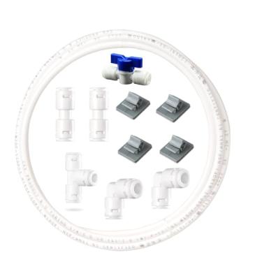 Imagem de Kit de linha de instalação de geladeira para máquina de gelo (10FCS) 1/10.2 cm O.D.16 FT linha de água com acopladores bem selados acessórios rápidos. Pressione para conectar tubulação de água de 1/4
