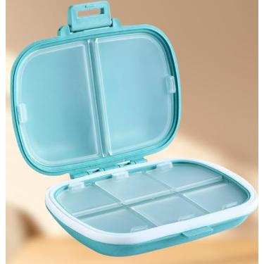 Imagem de Organizador de comprimidos de viagem com 8 compartimentos – estojo compacto para comprimidos diários para vitaminas e medicamentos (azul)