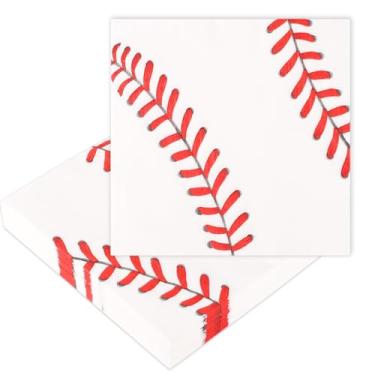 Imagem de 50 guardanapos de beisebol, guardanapos de papel de beisebol de 16,5 x 16,5 cm padrão coquetel bebidas suprimentos de festa para esportes, festas, aniversários, casamentos, decorações