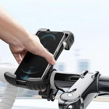 Imagem de Suporte de telefone para motocicleta, suporte de telefone de bicicleta, braçadeira de celular para guiador, suporte de telefone scooter para iPhone 16 15 14 Pro Max, Galaxy, smartphones de 4,7 a 7,1