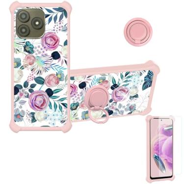 Imagem de jioeuinly Capa Foxxd A65 compatível com Foxxd Foxx A65 [com protetor de tela de vidro temperado][PC rígido + silicone macio][suporte para anel] [luz refletora colorida] IMDF-HUA3