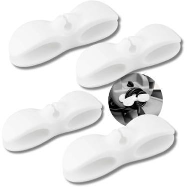 Imagem de Kit 10 Enrolador Suporte Organizador de Cabos e Fios em Silicone Adesivo – Ideal para Eletrodomésticos e Escritório, Compatível com Fritadeira, Cafeteira, Liquidificador e Mais (Branco)