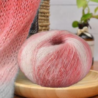 Imagem de Bola de fio de tricô e crochê - fios tingidos à mão, para cobertores, cachecóis, xales e roupas, rosa