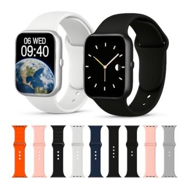 Imagem de Relógio Inteligente Smartwatch Mini 8 Pulseiras Tela LED 1,45 Polegadas" e Resistência a Água IP68, Conexão Android e IOS e Recebe Ligações com 123+ Aplicativos e Bateira de Longa Duração 5-7 Dias