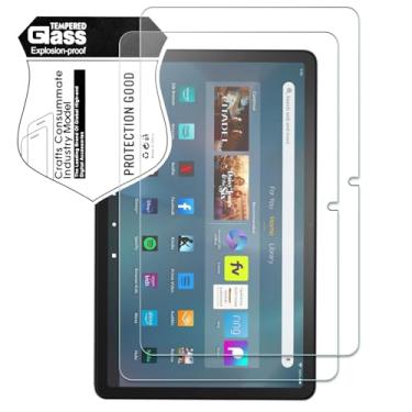 Imagem de Pacote com 2 protetores de tela para tablet Amazon Fire Max 11 2023 vidro temperado, compatível com canetas Stylus, ultrarresistente, compatível com capas