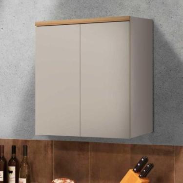 Imagem de Armário Cozinha Aéreo Allure 2 Portas 80cm Gris E Jequitibá - Repleta 
