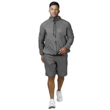 Imagem de Conjunto Jaqueta e Bermuda Corta Vento Ultraleve Corrida Academia-Masculino