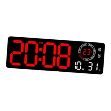 Imagem de Generic Relógio de parede digital retangular com luzes RGB, alarme prático com função, despertador eletrônico de mesa LED moderno para escritório e, Luz Vermelha