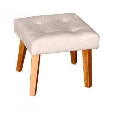 Imagem de Puff Banqueta Decorativa Glamour Dubai Com Pés Quadrado Bege