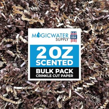 Imagem de Papel de corte enrugado perfumado MagicWater – 60 g – Pães de canela – Perfeito para enchimento de papel desfiado, enchimento de cestas, caixas de presente, presentes de dama de honra, enfeites de