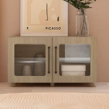Imagem de Balcão Buffet Mia 81,50 Cm 2 Portas com Vidro 100% Mdf Riveira - Artely Móveis