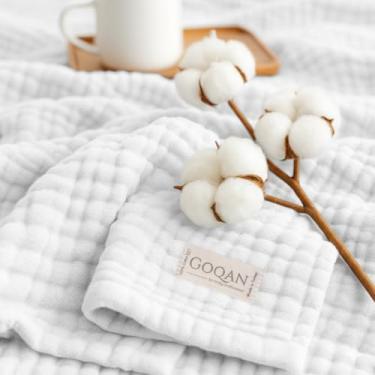Imagem de Goqan Cobertor de musselina King Size 90 x 108 – 100% algodão 4 camadas Boho musselina cobertor para adultos, leve, macio, respirável para cama, sofá - branco