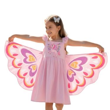 Imagem de Vestido infantil com asas de unicórnio, sem mangas, com zíper, Unicórnio, rosa, 6-7 Anos
