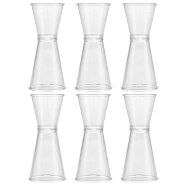 Imagem de ULTECHNOVO 6 peças de copos medidores duplos de plástico transparente, ferramenta de medição precisa para misturar bebidas e itens essenciais de bartending