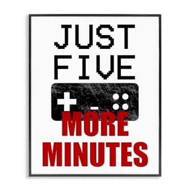 Imagem de Stupell Industries Five More Minutes Gamer Gray Framed Giclee Art, design por Kim Allen, 20 x 16