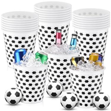 Imagem de Layhit 24 pacotes de baldes de gelo de plástico de futebol para festas 3 litros balde de vinho portátil suporte de gelo refrigerador de vinho descartável para festa de futebol bebida refrigerante