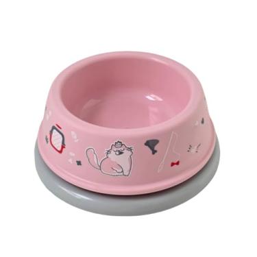 Imagem de Tigela de plástico à prova de formigas com borracha antiderrapante e design exclusivo fosso adequado para cães e gatos de tamanho pequeno (rosa pastel, M)