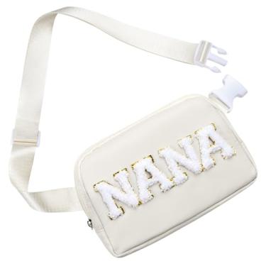 Imagem de Bolsa transversal Nana, presentes para avó de netos, pochete de férias, bolsa de aniversário, Natal, presentes para avó do neto e neta, Bege, Nana