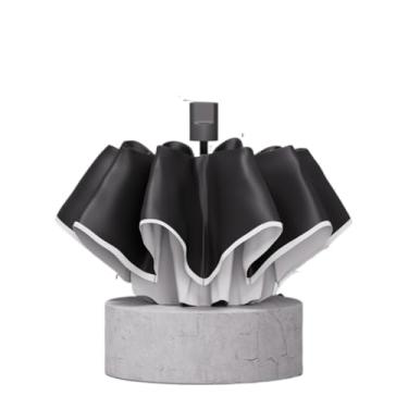 Imagem de barenx Guarda-chuva elegante, guarda-chuva dobrável automático premium, guarda-chuva com proteção UV, guarda-chuva compacto - 8/10/24/60 costelas, 8 costelas com design rodado, branco