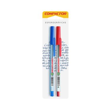 Imagem de Caneta Esferográfica Compactor 0.7mm Azul e Vermelho com 2 Unidades