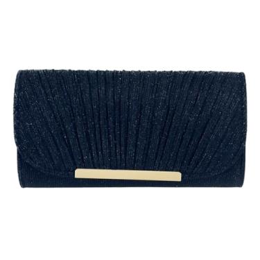 Imagem de SANOVIO Bolsa clutch feminina para noite | Bolsa transversal para festa | Acessório de casamento, formatura e namoro, Preto - 2