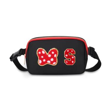 Imagem de Pochete com laço de mouse com letra inicial, presentes fofos de aniversário de Natal para meninas, filhas, mulheres, bolsa transversal à prova d'água para meninas, bolsa de cinto personalizada para