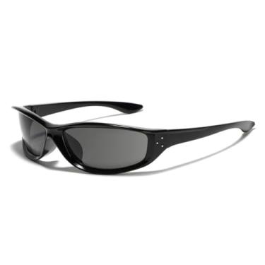 Imagem de Óculos de sol de luxo femininos para homens, óculos de sol vintage com rebites, óculos de grau punk populares (preto)