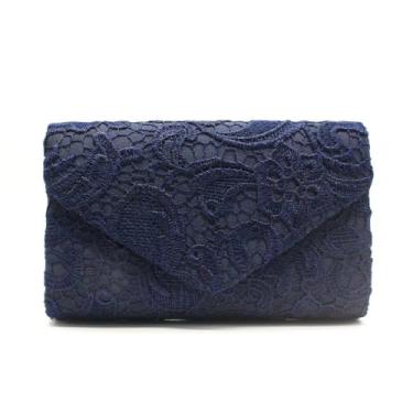 Imagem de YUGAORULI Bolsa clutch feminina de renda para noite bolsa clutch para mulheres formal elegante envelope festa de casamento bolsa de formatura, Azul marino