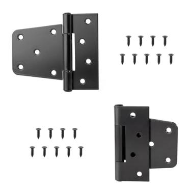 Imagem de 2 peças dobradiças grandes de metal preto de 11,5 cm para uso externo, dobradiças para portas de madeira de ferro resistente para jardim externo, galpão, cerca, portão