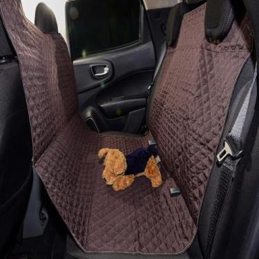 Imagem de Capa Protetora Universal para Banco Traseiro de Carro, Impermeável, Microfibra Matelada, 105 x 170cm, com Elástico, Encaixe para Cinto de Segurança (Marrom)