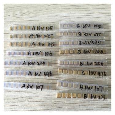 Imagem de Kit sortido de capacitores de tântalo SMD 15Values 1uf-220uf A/B Case Conjunto de capacitores de tântalo 1UF 2.2UF 4.7UF 10UF 47UF capacitores OROAOBOMT
