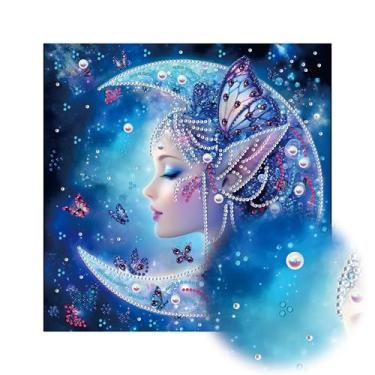 Imagem de Reofrey Kits de arte de diamante grande de forma especial DIY para adultos beleza, kits de pintura de diamantes pequenos para lua de adultos, tela bordada de ponto cruz de strass para artesanato