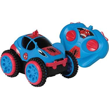 Imagem de Carro de Controle Remoto Spider Flip, Spiderman, Marvel, 3 Funções, Candide, Azul/Vermelho