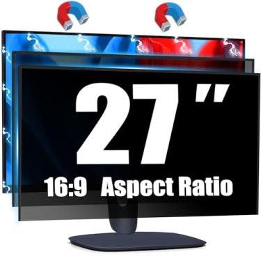 Imagem de Twugs [Pacote com 2 telas magnéticas de privacidade de computador para monitor de 27 polegadas, protetor de filtro de privacidade de luz azul antirreflexo, fácil instalação, proporção de 16:9