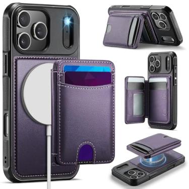 Imagem de SFDSUH Capa Carteira Magnética 2 em 1 em Couro para iPhone 16e com Suporte para Cartões (Para iPhone 16e/ROXA)