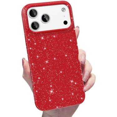 Imagem de Finyosee Capa brilhante para iPhone 17 Pro Max, linda capa de silicone brilhante brilhante brilhante fina e brilhante, capa protetora de borracha gel de TPU macio para mulheres e meninas de 6,9