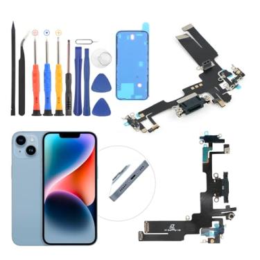 Imagem de Conector Dock para iPhone 14 A2649, A2881, A2884, A2883, A2882 Cabo flexível de substituição para iPhone 14 USB Charger Dock Board Connector com ferramentas (preto)