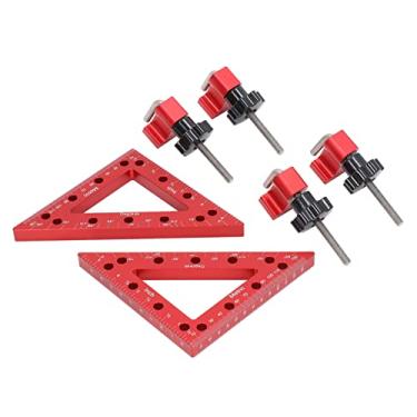 Imagem de Braçadeira de posição em ângulo reto, alta dureza, acabamento vermelho anodizado, braçadeira triangular de canto de 90 graus para móveis de marcenaria, conjunto de gabinete,