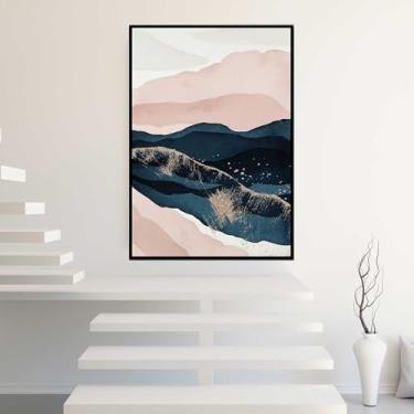 Imagem de Quadros Decorativos com Moldura Abstrato Formas Limão Sala Quarto Kit Conjunto 2