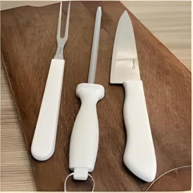 Imagem de Conjunto, churrasco, utensilios, aco inoxidavel, corte, grelha, servir, cozinhar, perfeito