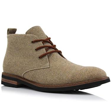 Imagem de Ferro Aldo Botas masculinas Pablo Classic Chukka | Bota com cadarço no tornozelo em couro, camurça e lã | MFA506066 | em lã bege camelo, tamanho 41