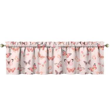 Imagem de mvhsuoem 1 peça de cortina de cozinha borboleta para janelas de cozinha, cortinas de arte de fazenda, decoração sobre pia 45,7 x 137,2 cm