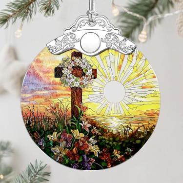 Imagem de Enfeite de cruz cristã, enfeites de Natal, decoração de Natal cristã, decoração religiosa, presentes para cristãos, presentes religiosos, presente de batismo, presente de Páscoa e Natal